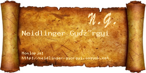 Neidlinger Györgyi névjegykártya